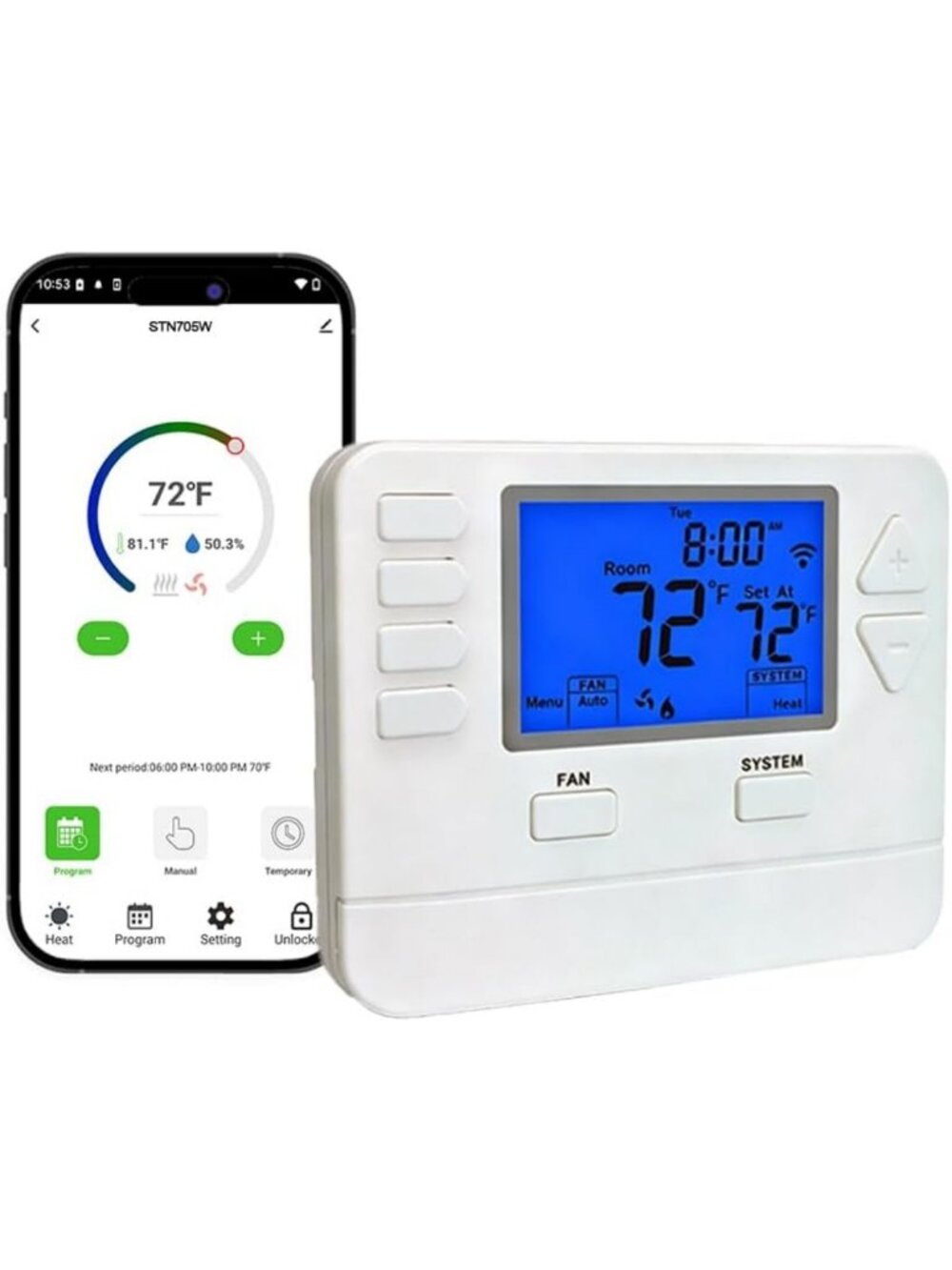 WiFi Smart Thermostat with App Control, Programmable 7-Day Schedule, Energy
